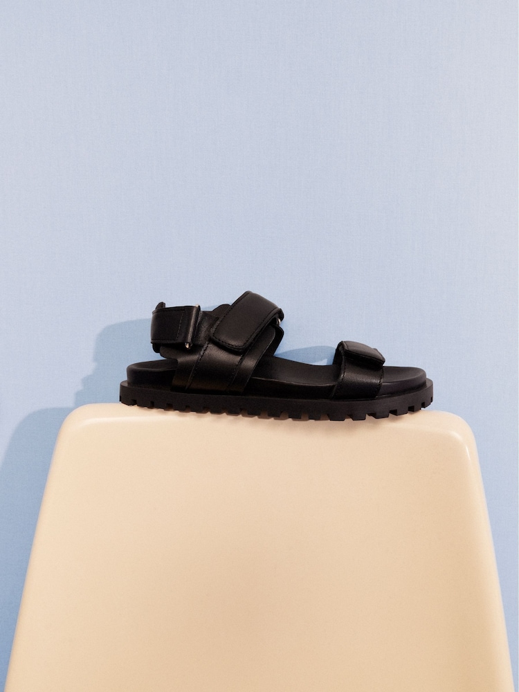 Whistles Black Sporty Ria Touch Fasten Sandals - Image 2 of 6