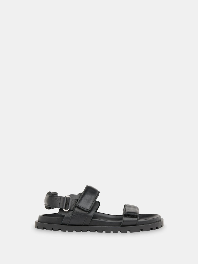 Whistles Black Sporty Ria Touch Fasten Sandals - Image 3 of 6