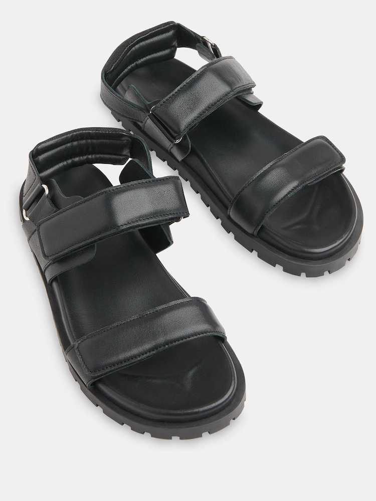 Whistles Black Sporty Ria Touch Fasten Sandals - Image 4 of 6