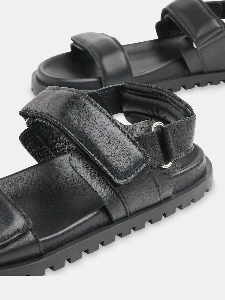 Whistles Black Sporty Ria Touch Fasten Sandals - Image 5 of 6