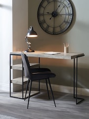 Pacific Grey Jersey Concrete Effect Wood and Black Iron Desk - Image 1 of 6