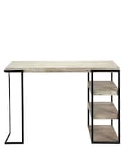 Pacific Grey Jersey Concrete Effect Wood and Black Iron Desk - Image 4 of 6