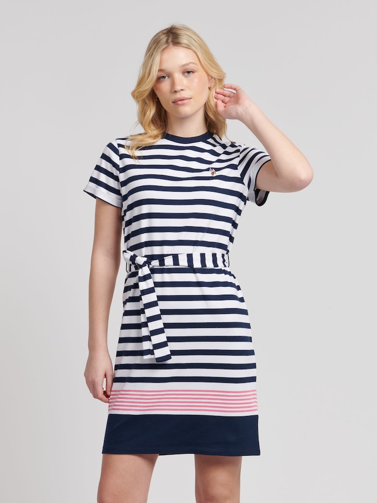 U.S. Polo Assn. Blue Womens Striped Belted T-Shirt Dress - Image 1 of 8 U.S. Polo Assn. Blue Womens Striped Belted T-Shirt Dress - Image 1 of 8
