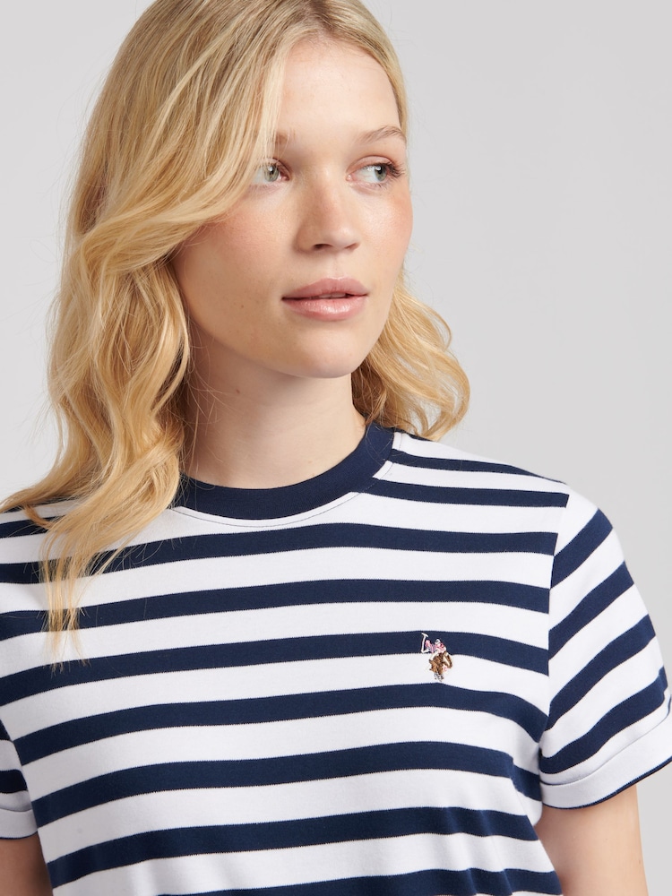 فستان تي شيرت نسائي مخطط بحزام من U.s. Polo Assn. - صورة 2 من 8