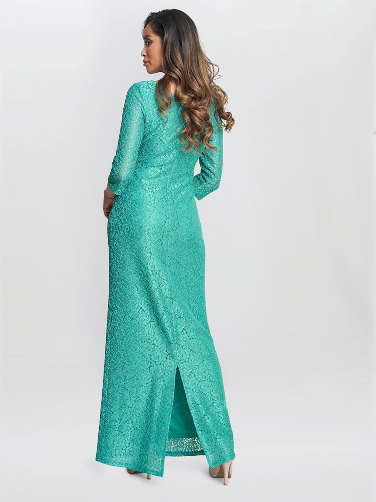 Gina Bacconi Green Fearne Lace Wrap Maxi Dress - Image 2 of 6
