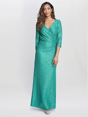Gina Bacconi Green Fearne Lace Wrap Maxi Dress - Image 3 of 6