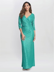 Gina Bacconi Green Fearne Lace Wrap Maxi Dress - Image 4 of 6
