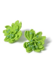 Aela Green Seedbead Flower Stud Earrings - Image 2 of 2