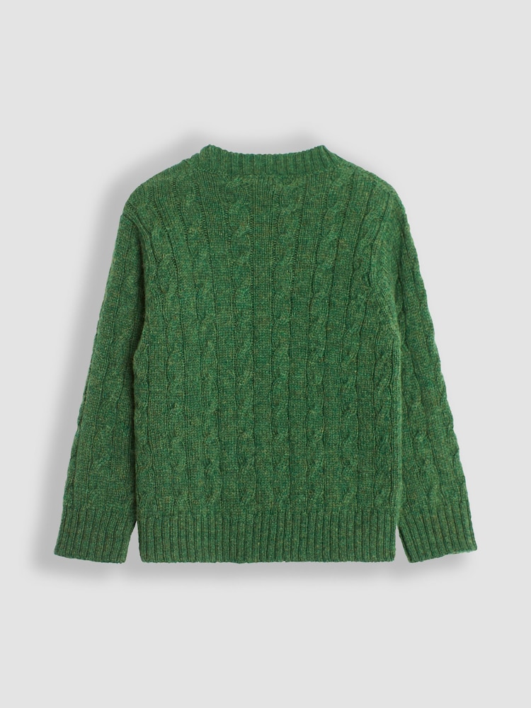 JoJo Maman Bébé Khaki Green Cable Jumper - Image 2 of 3