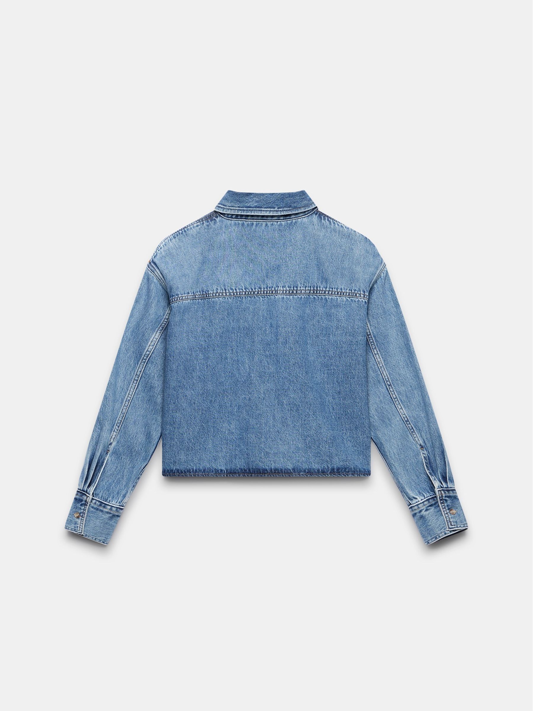 Buy Mint Velvet Blue 100% Cotton Cropped Denim Shirt from
