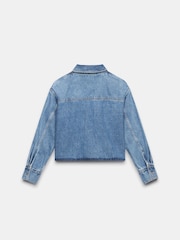 Mint Velvet Blue 100% Cotton Cropped Denim Shirt - Image 4 of 4