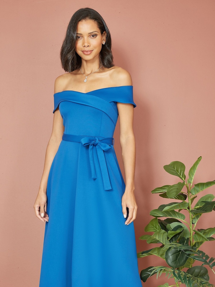 Yumi Midi-Skaterkleid mit Stretch-Anteil und Carmenausschnitt - Bild 1 von 4 Yumi Midi-Skaterkleid mit Stretch-Anteil und Carmenausschnitt - Bild 1 von 4