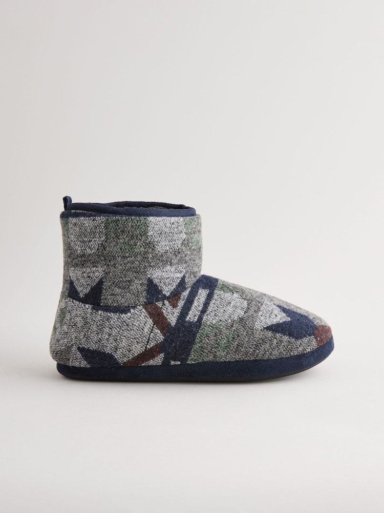Navy Woven Boot Slippers - Image 2 of 6