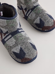 Navy Woven Boot Slippers - Image 4 of 6