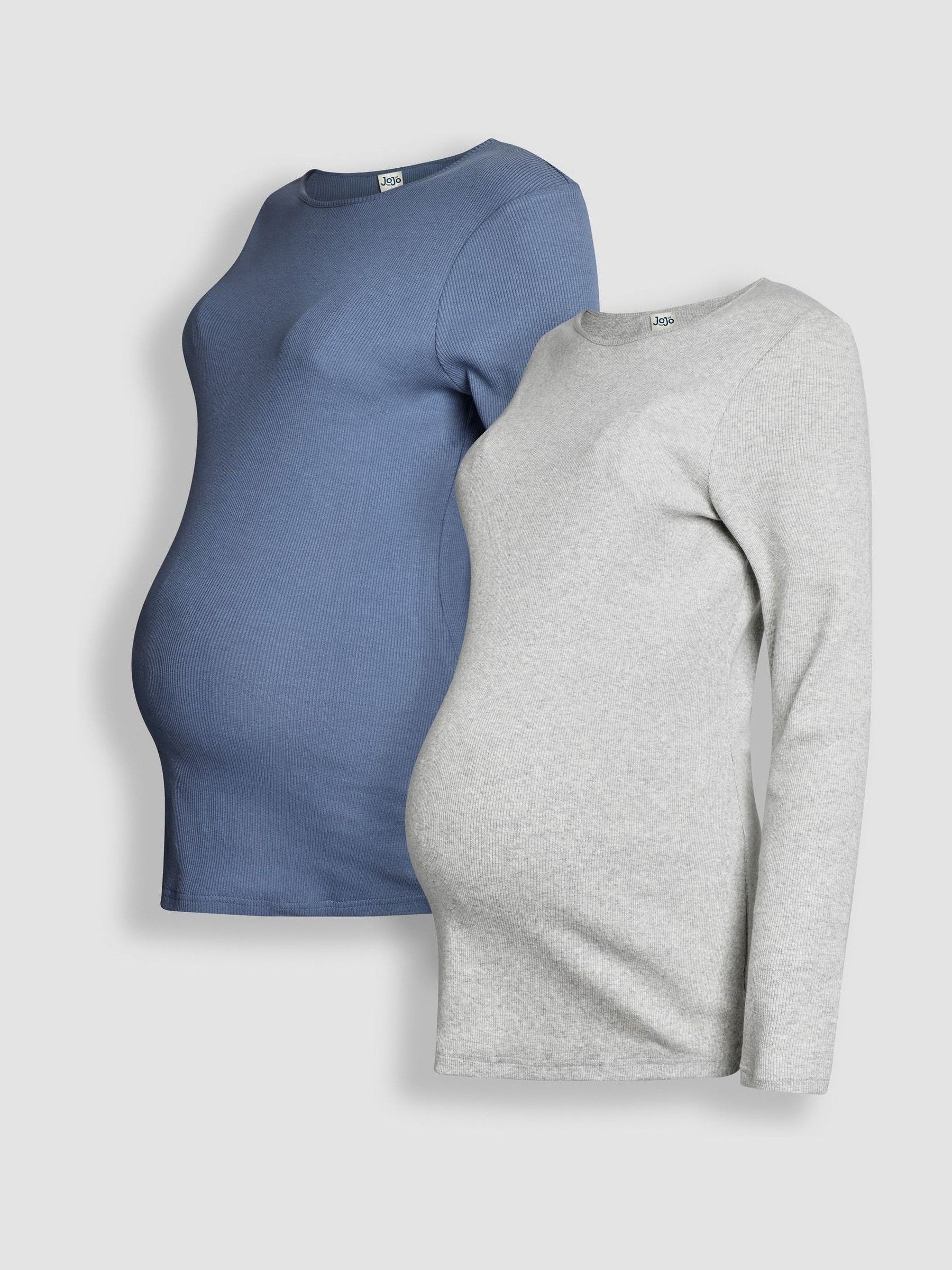 Buy JoJo Maman Bébé Marl Grey & Blue 2-Pack Ribbed Jersey