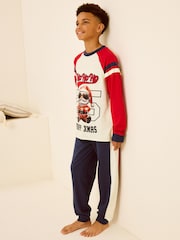 Red/Navy Single Long Sleeve 100% Cotton Pyjamas (3-16yrs) (3-16yrs) - Image 4 of 4