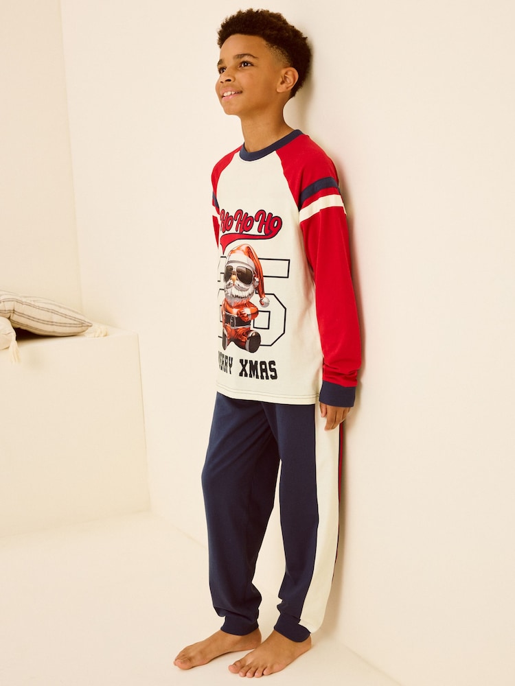 Red/Navy Single Long Sleeve 100% Cotton Pyjamas (3-16yrs) (3-16yrs) - Image 4 of 4