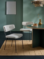 MADE.COM Set of 2 White Boucle Halina Dining Chairs - Image 10 of 12