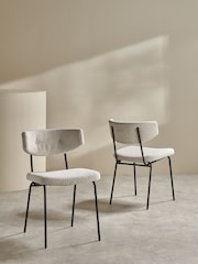MADE.COM Set of 2 White Boucle Halina Dining Chairs - Image 2 of 5