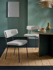 MADE.COM Set of 2 White Boucle Halina Dining Chairs - Image 7 of 12