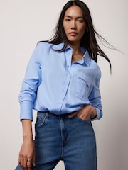 Mint Velvet Blue Oversized 100% Cotton Chambray Shirt - Image 2 of 5
