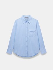 Mint Velvet Blue Oversized 100% Cotton Chambray Shirt - Image 4 of 5