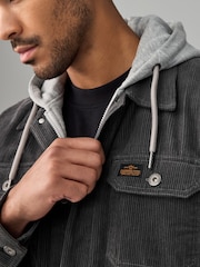 Gris - Hooded Corduroy Borg Lined Shacket - Imagen 4 de 9