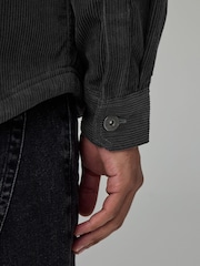 Gris - Hooded Corduroy Borg Lined Shacket - Imagen 5 de 9