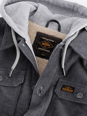 Gris - Hooded Corduroy Borg Lined Shacket - Imagen 7 de 9