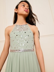 Lipsy Green Strap Maxi Embellished Occasion Dress (7-16yrs) - Image 3 of 4