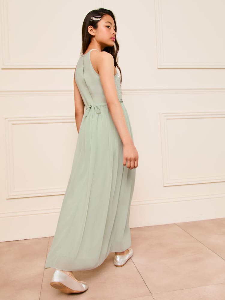Lipsy Green Strap Maxi Embellished Occasion Dress (7-16yrs) - Image 4 of 4