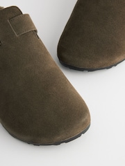 Khaki Green Borg Lined Closed Toe Mules - Image 3 of 7