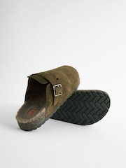 Khaki Green Borg Lined Closed Toe Mules - Image 5 of 7