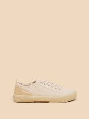 White Stuff Green/Blue Pippa Canvas Lace-Up Trainers - Image 1 of 4