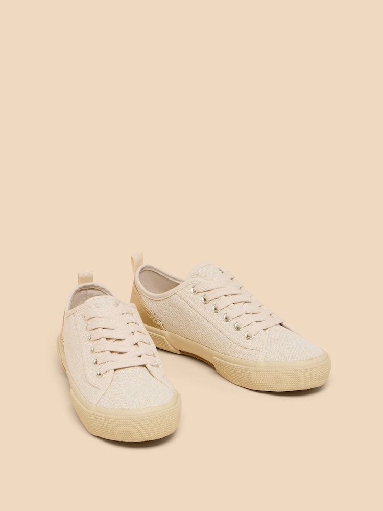 White Stuff Green/Blue Pippa Canvas Lace-Up Trainers - Image 2 of 4