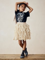 Cream Tiered Tulle Mesh Skirt (3-16yrs) - Image 2 of 9