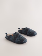 Navy Knitted Mule Slippers - Image 1 of 6