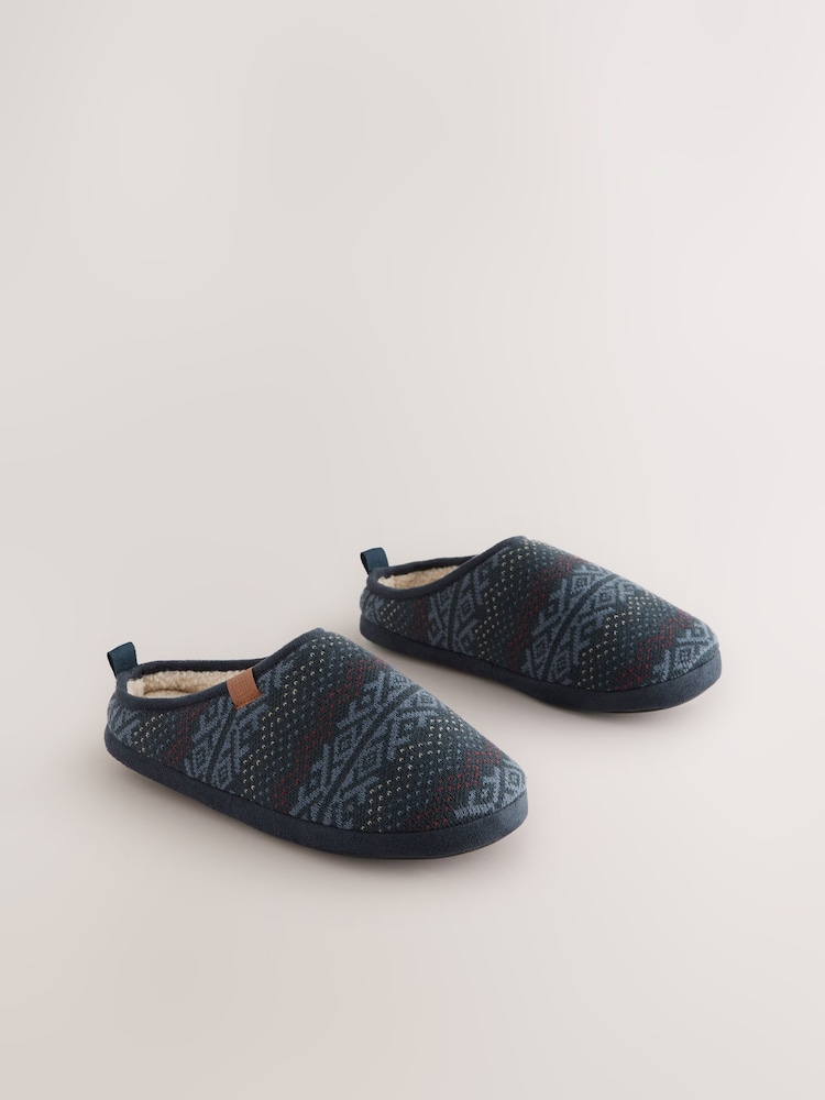 Navy Knitted Mule Slippers - Image 1 of 6