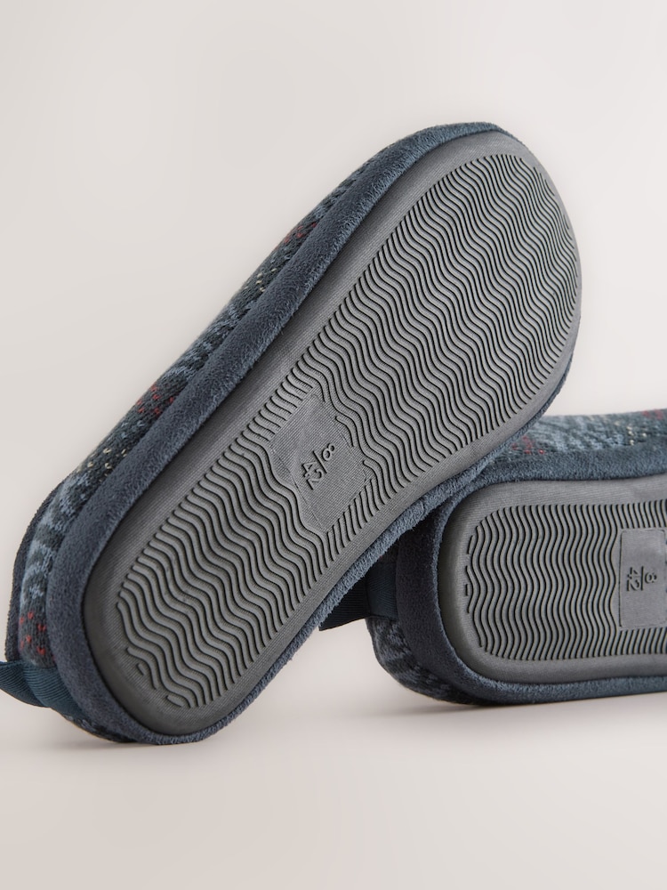 Navy Knitted Mule Slippers - Image 6 of 6