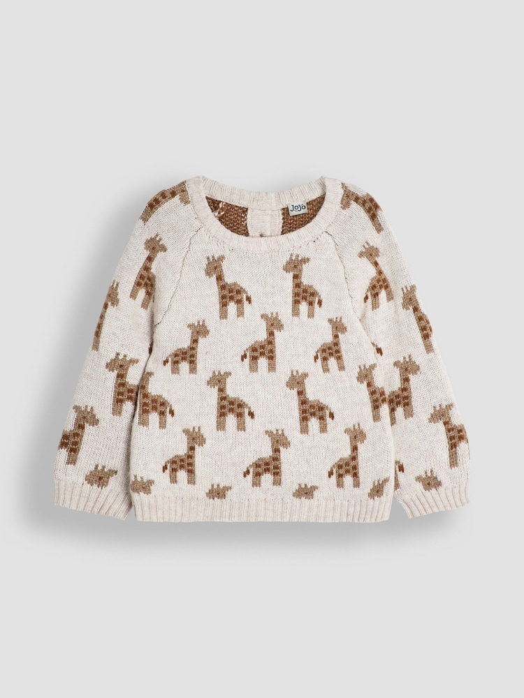JoJo Maman Bébé Natural Knitted Giraffe Jumper And Trouser Baby Set - Image 2 of 5