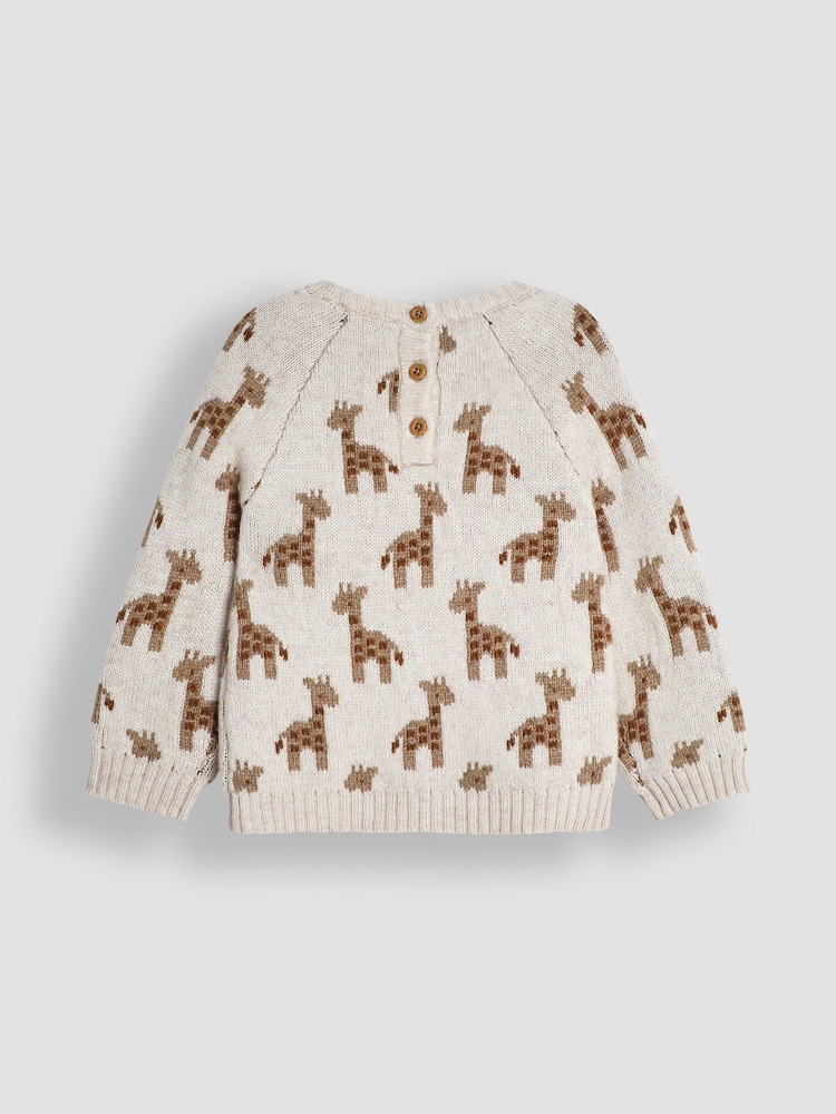 JoJo Maman Bébé Natural Knitted Giraffe Jumper And Trouser Baby Set - Image 3 of 5