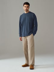 Темно-синий - Long Sleeve Garment Dye Heavyweight 100% Cotton T-Shirt - Image 2 of 7