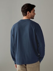 Темно-синий - Long Sleeve Garment Dye Heavyweight 100% Cotton T-Shirt - Image 3 of 7