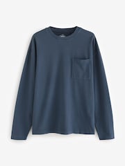 Темно-синий - Long Sleeve Garment Dye Heavyweight 100% Cotton T-Shirt - Image 5 of 7