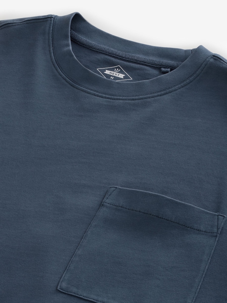 Bleu marine - T-shirt Manches longues Garment Dye Heavyweight 100% Cotton - Image 6 of 7