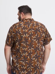 Blend Brown Leaf Printed Short Sleeve Shirt - Image 2 of 5