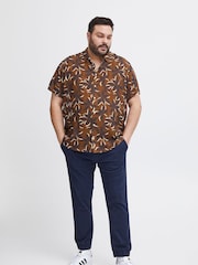 Blend Brown Leaf Printed Short Sleeve Shirt - Image 4 of 5