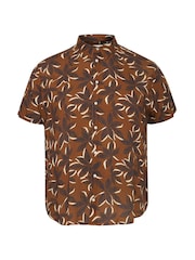 Blend Brown Leaf Printed Short Sleeve Shirt - Image 5 of 5