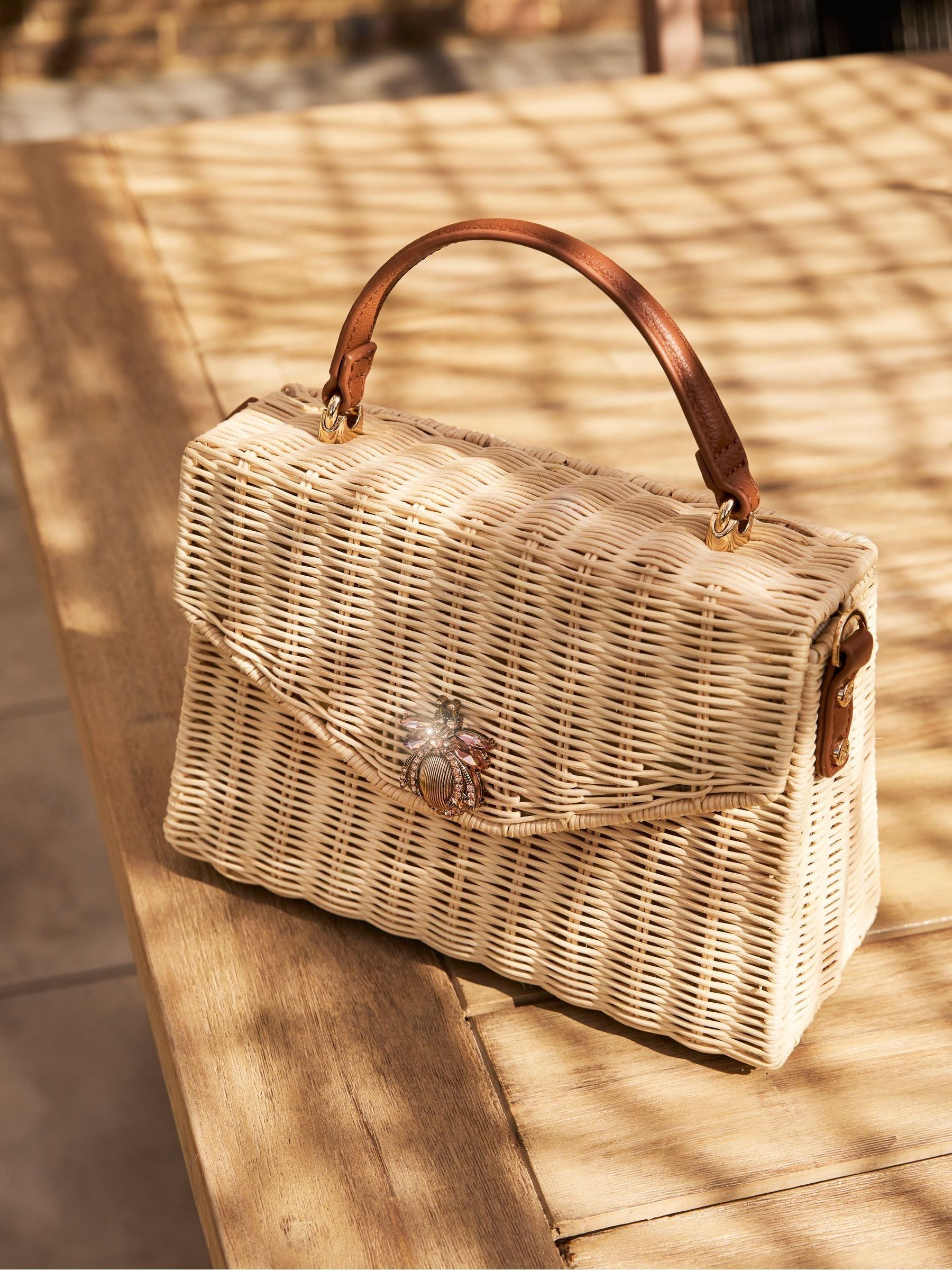 Dune London Natural Small Delliha Bug Wicker Grab Bag