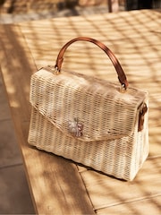 Dune London Natural Small Delliha Bug Wicker Grab Bag - Image 1 of 7